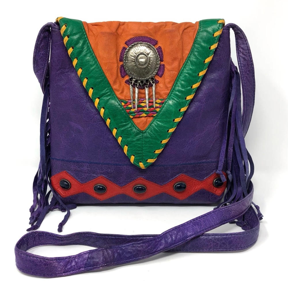 Viva Bags of California vintage southwest style multicolour leather purse